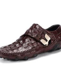 Mens Crocodile Pattern Leather Shoes Loafer Casual Driving Shoes Shoes