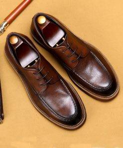 Men's Oxford Business Leather Dress Shoes Summer Breathable Height Increasing Shoes