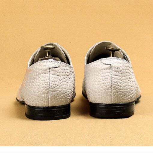 Men's Casual Derby Shoes Soft Business Dress Shoes Lace-Up Crocodile Embossed Leather Shoes - Image 7