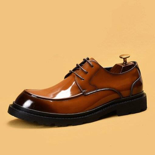 Men's Patent Leather Dress Shoes Formal Oxford Business Shoes - Image 2