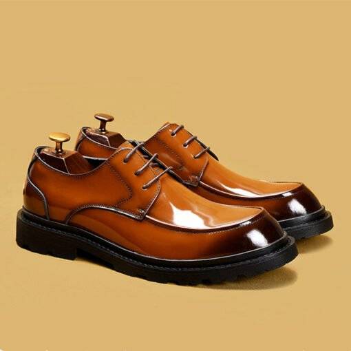 Men's Patent Leather Dress Shoes Formal Oxford Business Shoes - Image 7