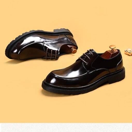 Men's Patent Leather Dress Shoes Formal Oxford Business Shoes - Image 9