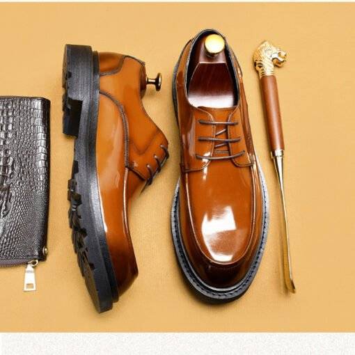 Men's Patent Leather Dress Shoes Formal Oxford Business Shoes - Image 8