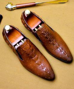 Men's Crocodile Pattern Leather Dress Shoes Formal Oxford Pointed Shoes