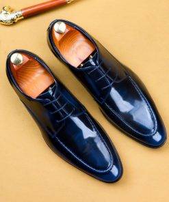 Men's Lace-up Patent Dress Shoes Male Classic Oxford Business Shoes