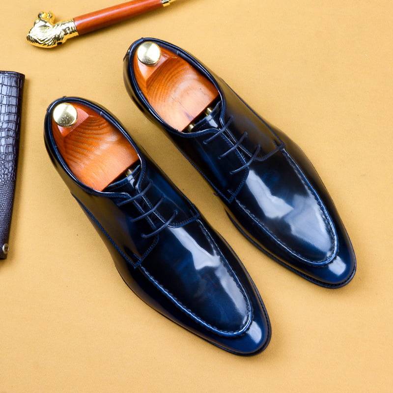 Men Blue Color Leather Shoes, Men Blue Formal Shoes, Leather