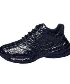 Genuine Leather Mens Sneakers Alligator Texture Casual Shoes