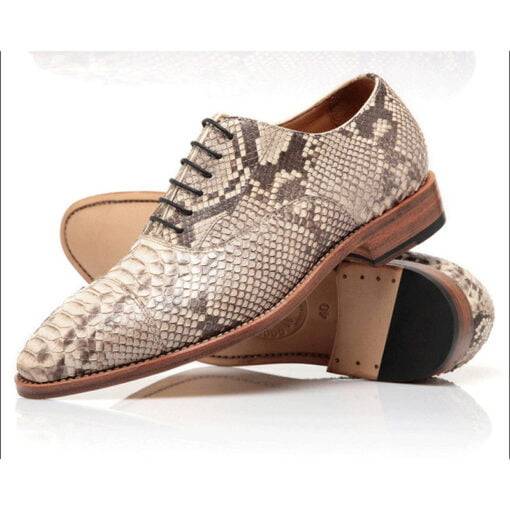 Mens Oxford Python Shoes Formal Snakeskin Lace up Shoes - Image 5
