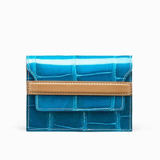 Credit Card Holder Alligator Leather Wallet for Women Crocodile ID Case - Image 2