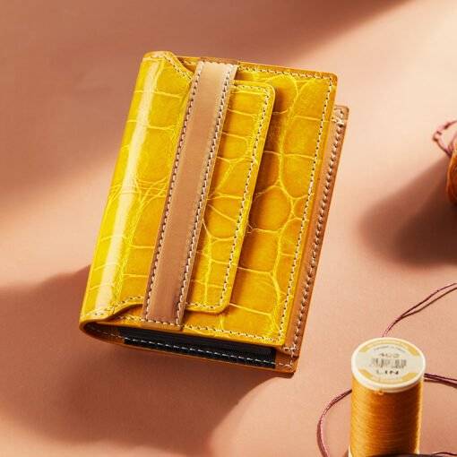 Credit Card Holder Alligator Leather Wallet for Women Crocodile ID Case - Image 7