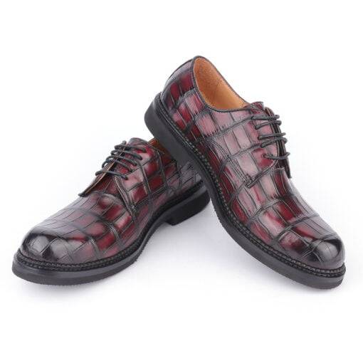 Crocodile Skin Lace-up Shoes Mens Alligator Casual Shoes - Image 3