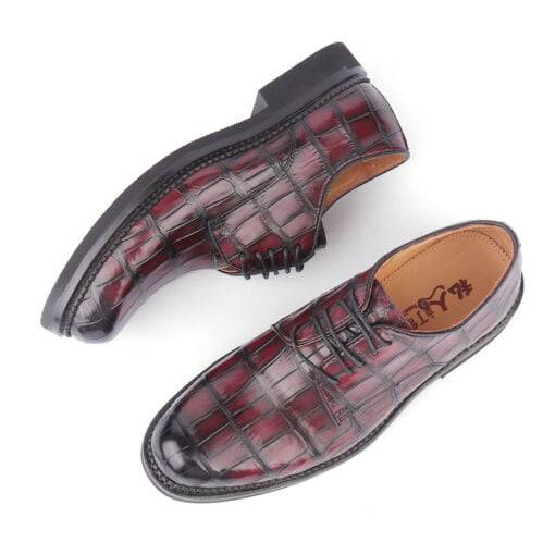 Crocodile Skin Lace-up Shoes Mens Alligator Casual Shoes - Image 4