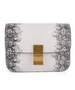 Lizard Embossed Leather Shoulder Bag Luxury Designer Handbag