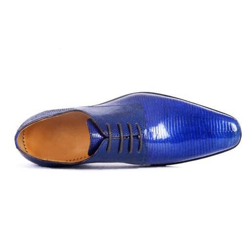 Genuine Lizard Skin Mens Oxford Shoes Lace Up Formal Shoes Blue - Image 3