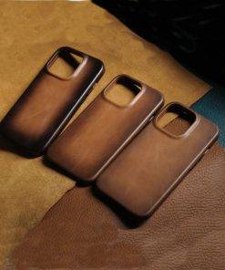 Magnetic Oil Wax Genuine Leather Case for iPhone 16 Pro Max Handmade Luxury Cow Phone Cover