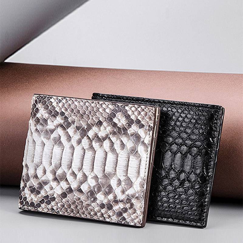 Man Purse Clutch bag in genuine Black and White Python skin