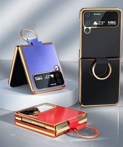 Samsung Z Flip 3 Case Leather Folding Cover for Galaxy Z Flip 4