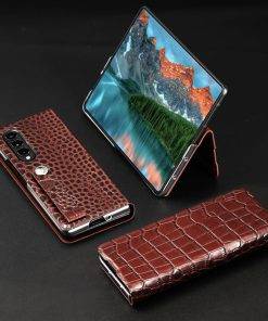 Z Fold 4 Leather Case Genuine Cowhide Skin Samsung Flip Cover