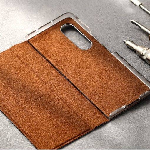 Z Fold 4 Leather Case Genuine Cowhide Skin Samsung Flip Cover - Image 11