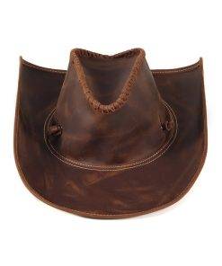 Mens Outback Hat Cowboy Leather Hat Australia Western Style Wide Brim