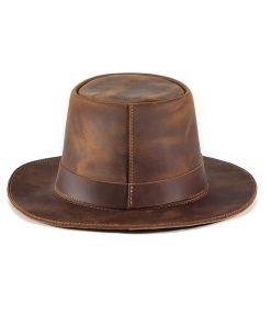 Cowboy Hat for Men Genuine Leather Outback Wide Brim Rain Cap