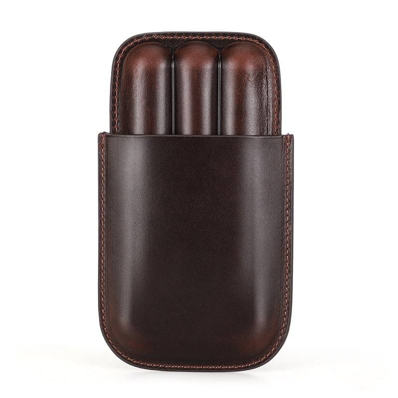 Grained Calf Leather 2 Finger Cigar Case