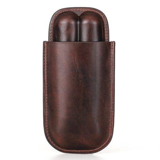 Genuine Leather Cigar Case 3-Finger Potable Travel Cigar Humidor - Image 8