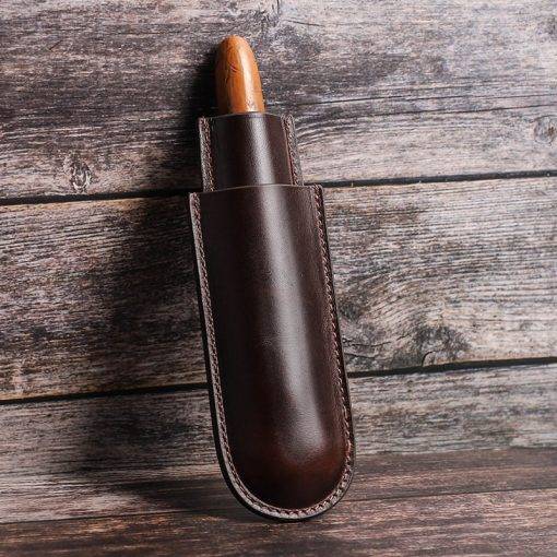 Genuine Leather Cigar Case 3-Finger Potable Travel Cigar Humidor - Image 9