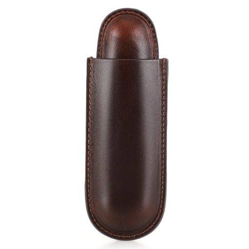 Genuine Leather Cigar Case 3-Finger Potable Travel Cigar Humidor - Image 12
