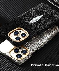 Leather Magsafe iPhone 16 Pro Max Case Genuine Stingray Crocodile Magnetic Cover