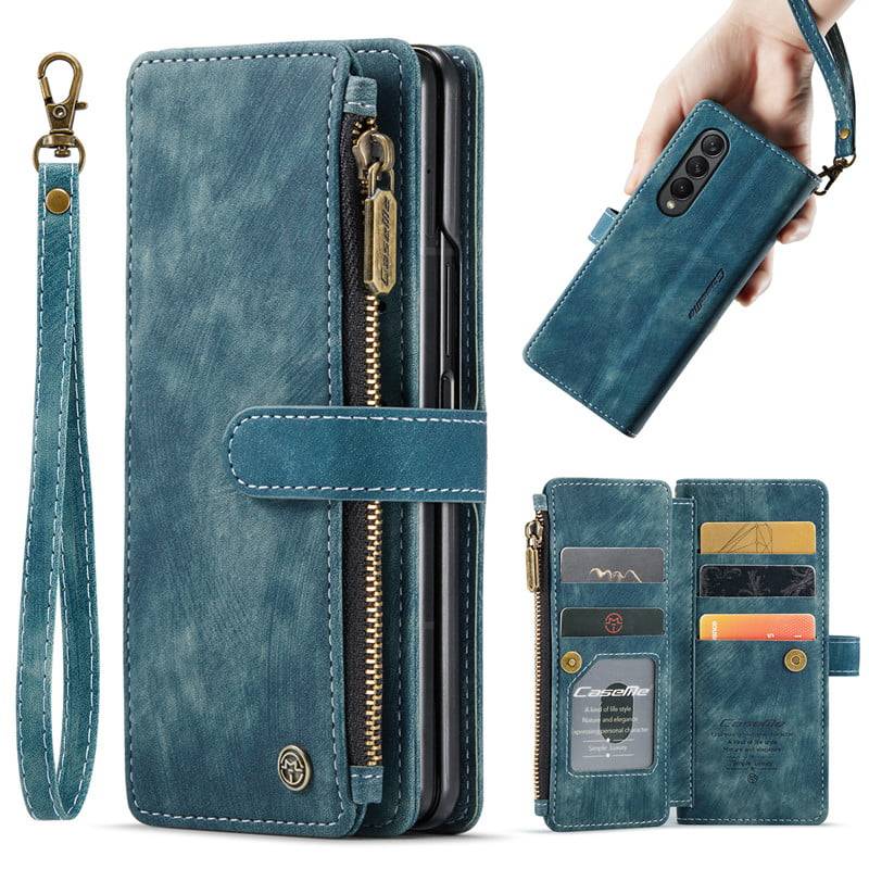 Zip Flip Leather Wallet Purse Phone Case Cover For Samsung S23