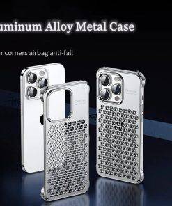 Aluminum Alloy Metal Case for iPhone 15 Pro Max Hollow Heat Dissipation Protective Cover