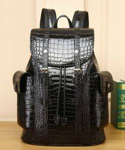 Men's Crocodile Backpack Fashion Mens Waterproof Travel Bag