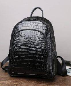Genuine Crocodile Leather Men's Backpack Casual Travel Bags