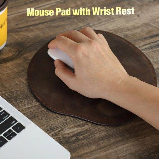 Genuine Leather Anti-slip Mouse Pad With Wrist Rest Laptop Computer Table Mat Gaming Mousepad - Image 5