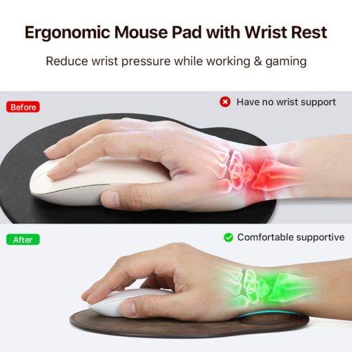 Genuine Leather Anti-slip Mouse Pad With Wrist Rest Laptop Computer Table Mat Gaming Mousepad - Image 10