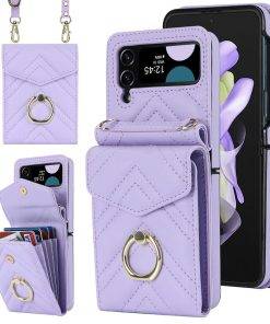 Wallet Case for Samsung Galaxy Z Flip 5 Card Slots Holder Leather Handbag Purse Flip Cover