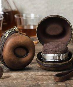 Retro Watch Box Case Mini Portable Watch Organizer Vintage Travel Storage Box