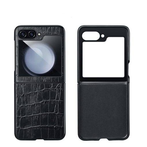 Crocodile Texture Samsung Galaxy Z Flip 5 Case Genuine Leather Phone Cover