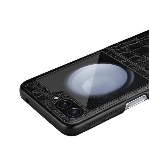 Crocodile Texture Samsung Galaxy Z Flip 5 Case Genuine Leather Phone Cover - Image 3