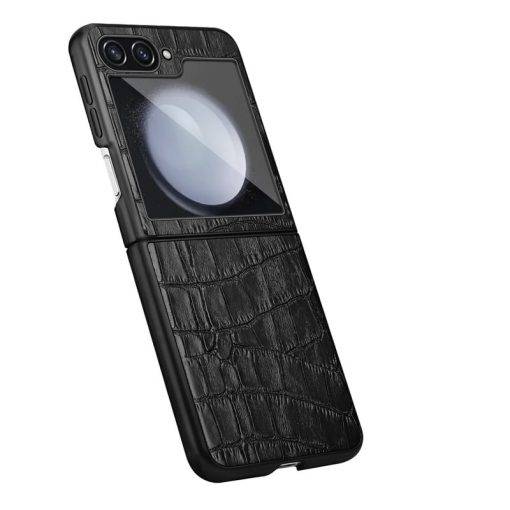 Crocodile Texture Samsung Galaxy Z Flip 5 Case Genuine Leather Phone Cover - Image 6