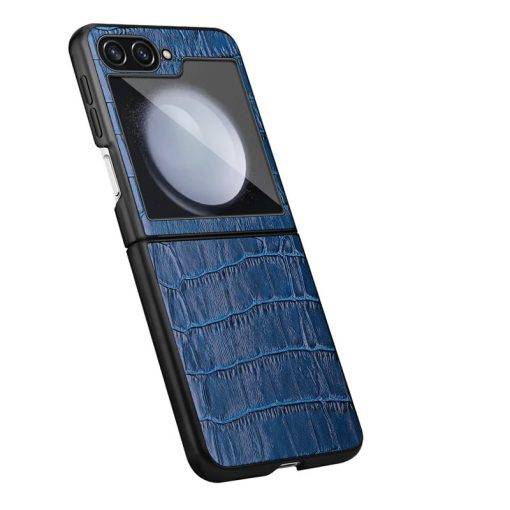 Crocodile Texture Samsung Galaxy Z Flip 5 Case Genuine Leather Phone Cover - Image 7