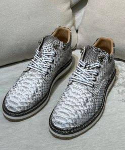 Genuine Snake Skin Boots Mens Fashion Python High-Top Shoes