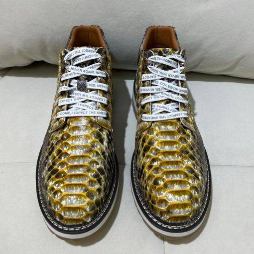Genuine Snake Skin Boots Mens Fashion Python High-Top Shoes - Image 8