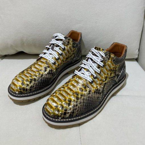Genuine Snake Skin Boots Mens Fashion Python High-Top Shoes - Image 9