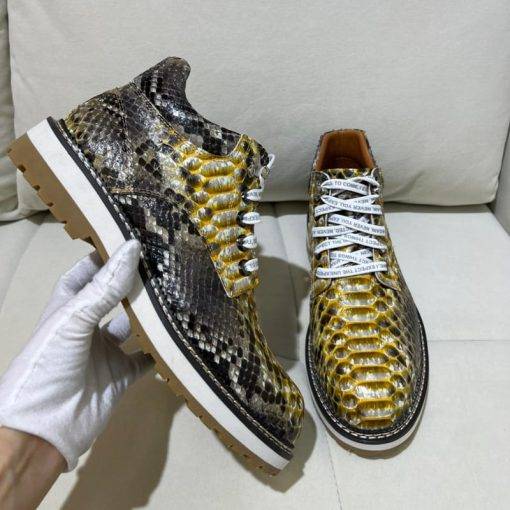 Genuine Snake Skin Boots Mens Fashion Python High-Top Shoes - Image 10