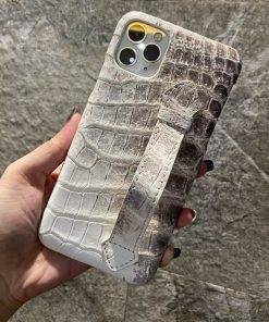 Luxury Alligator Crocodile iPhone 16 Pro Max Case with Wrist Band