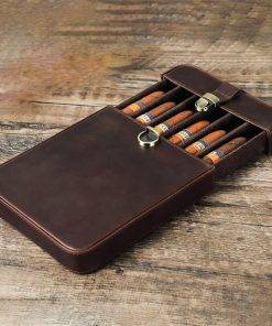 Genuine Leather 6 Cigar Storage Case Humidor Holder Portable Cigars Storage Box