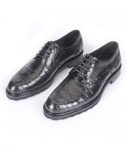Men's Authentic Exotic Genuine Crocodile Skin Business Dress Shoes Brogue Carved