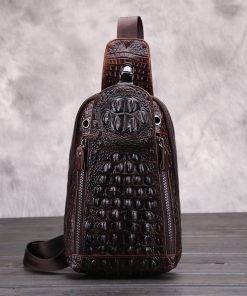 Men's Sling Backpack Crossbody Shoulder Chest Bag Crocodile Pattern